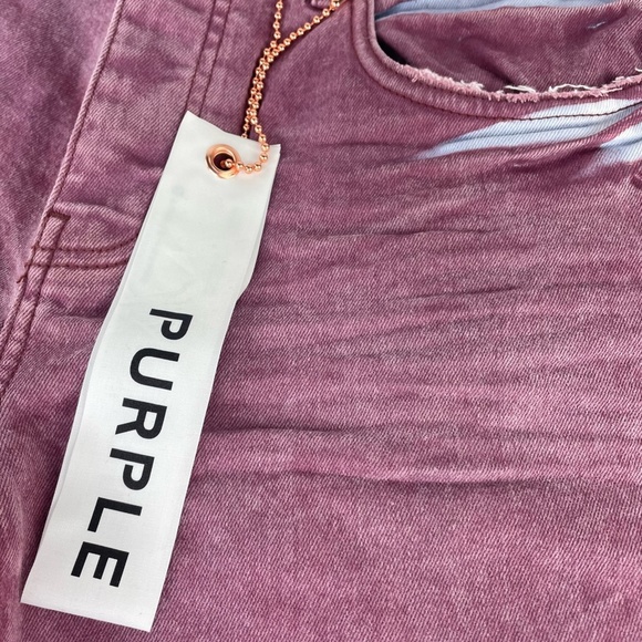 PURPLE BRAND Slim-fit Spray Effect Denim Jeans Coral NWT Sz 34 - Picture 7 of 13